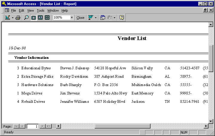 Database system development screen