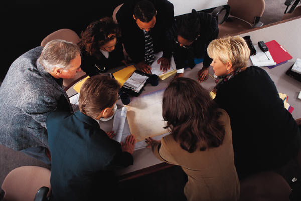 People collaborating around a table